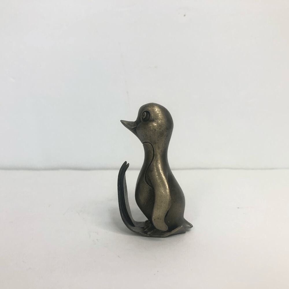 hudson pewter clumsy penguin on‎ skis 2 1/4 inch bent skis silver tone
